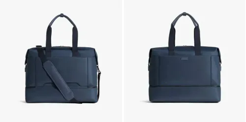 Front and back view of the Monos Metro Weekender in blue